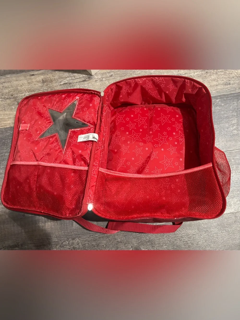 American Girl Pink Glitter Doll Carrier Backpack Star Window 18” Doll Travel Bag